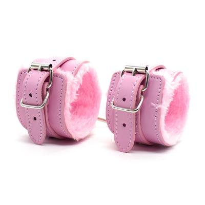 毛绒脚铐成人玩具 手脚束缚 粉色